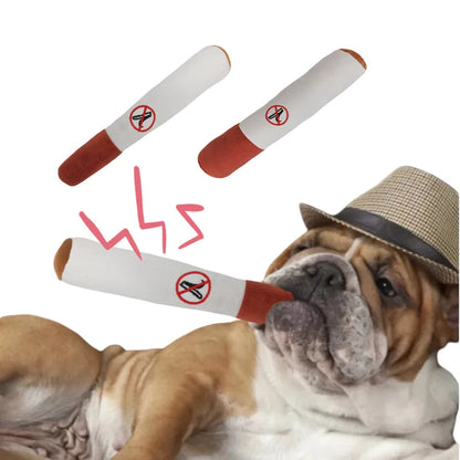 Interactive Plush Cigar Dog Chewing Toy