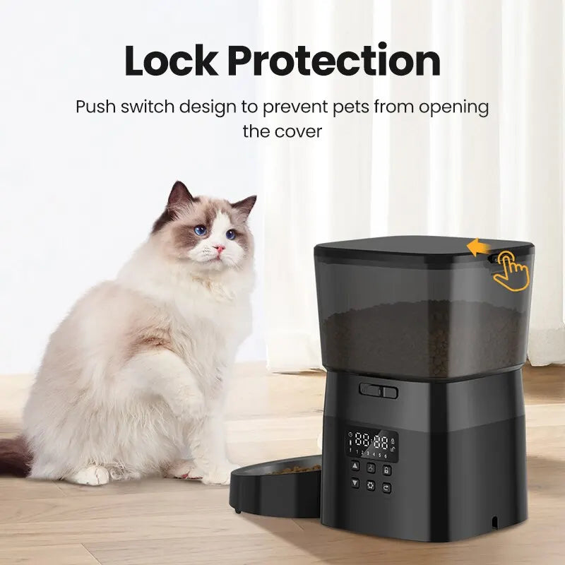 ROJECO Smart Pet Feeder – Automatic Cat & Dog Food Dispenser with Button Control