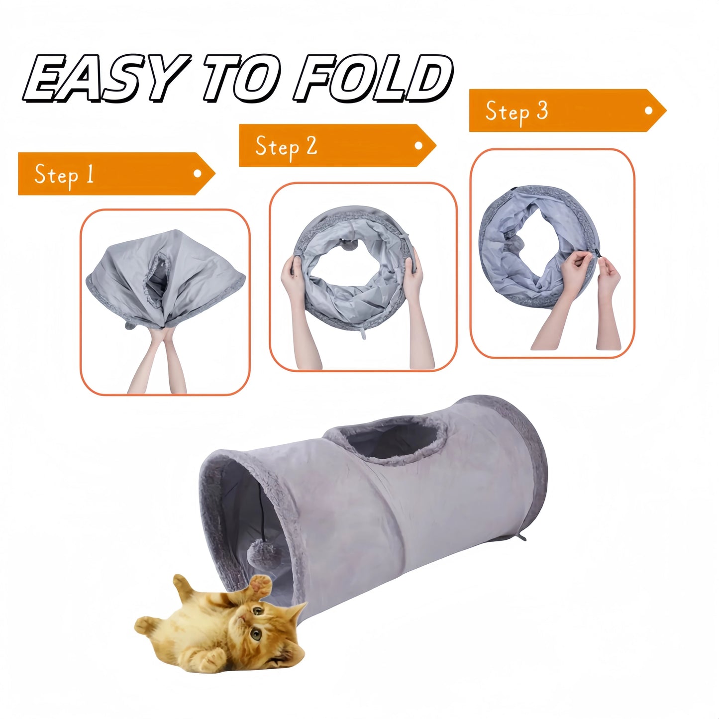 Collapsible Suede Tunnel Toy