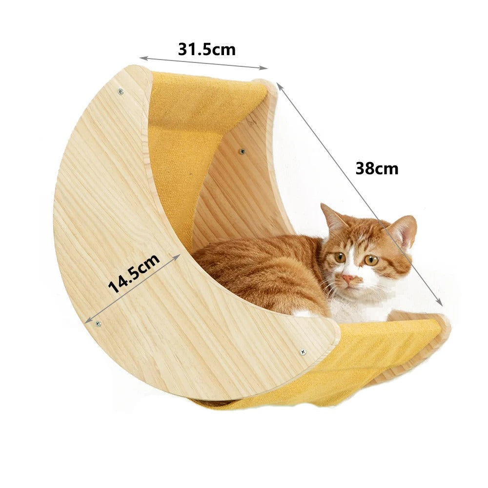 Wall-Mounted Cat Playset – Shelves, Hammock, and Scratching Post