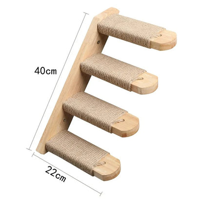 Wall-Mounted Cat Playset – Shelves, Hammock, and Scratching Post